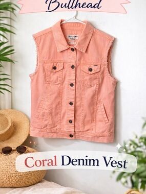Bullhead Denim Co Coral Sleeveless Denim Vest L